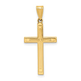14k Yellow Gold Cross Pendant, Polished Latin Style, Christian Religious Jewelry for Men or Women