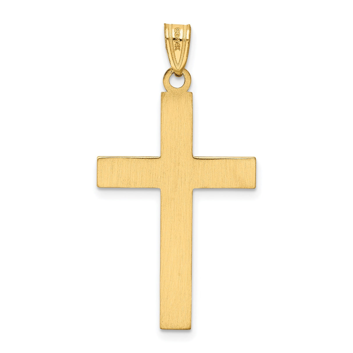 14k Yellow Gold Cross Pendant with Beveled Edge and Inner Cross Detailing for Men and Women