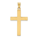 14k Yellow Gold Cross Pendant with Beveled Edge and Inner Cross Detailing for Men and Women