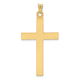 14k Yellow Gold Cross Pendant with Clean Double-Line Design, Unisex Religious Charm