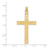 14k Yellow Gold Cross Pendant with Clean Double-Line Design, Unisex Religious Charm