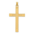 14k Yellow Gold Cross Pendant with Clean Double-Line Design, Unisex Religious Charm