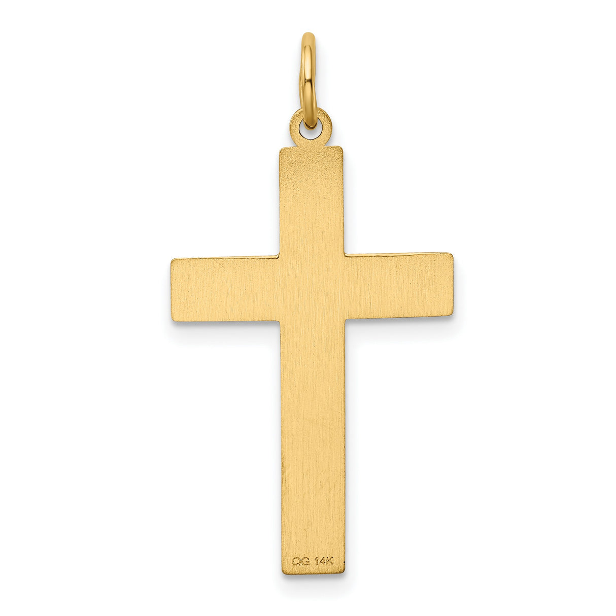 Engravable Latin Cross Charm Pendant in Real 14k Yellow Gold