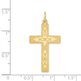 Engravable Latin Cross Charm Pendant in Real 14k Yellow Gold