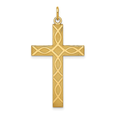 Latin Cross Charm Pendant in Real 14k Yellow Gold