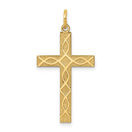 Latin Cross Charm Pendant in Real 14k Yellow Gold