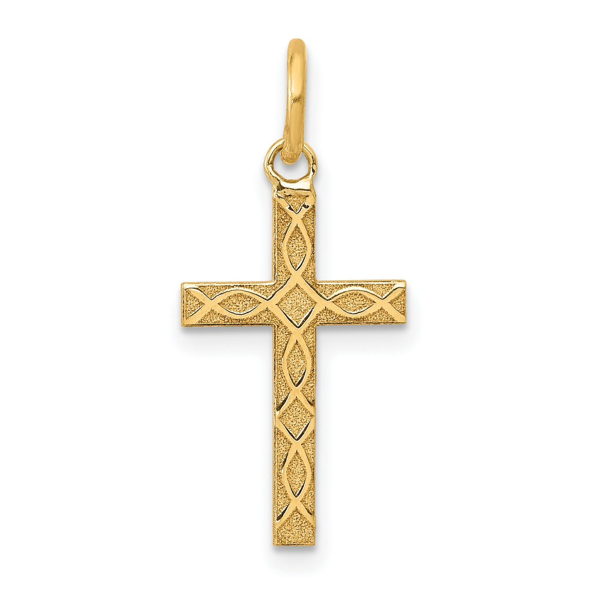 Latin Cross Charm Pendant in Real 14k Yellow Gold