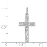 Latin Cross Charm Pendant in Real 14k White Gold