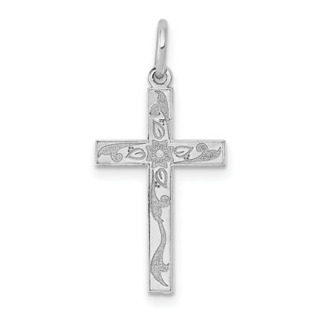 Latin Cross Charm Pendant in Real 14k White Gold