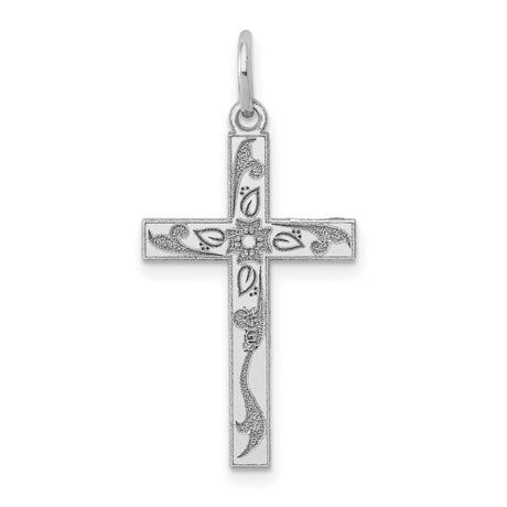 Latin Cross Charm Pendant in Real 14k White Gold