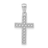 Latin Cross With Inset Hearts Charm Pendant in Real 14k White Gold