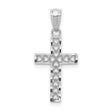 Latin Cross With Inset Hearts Charm Pendant in Real 14k White Gold