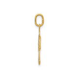 14k Yellow Gold Angel Pendant with Filigree Wings and Heart Center, Christian Jewelry