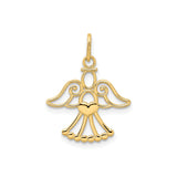 14k Yellow Gold Angel Pendant with Filigree Wings and Heart Center, Christian Jewelry