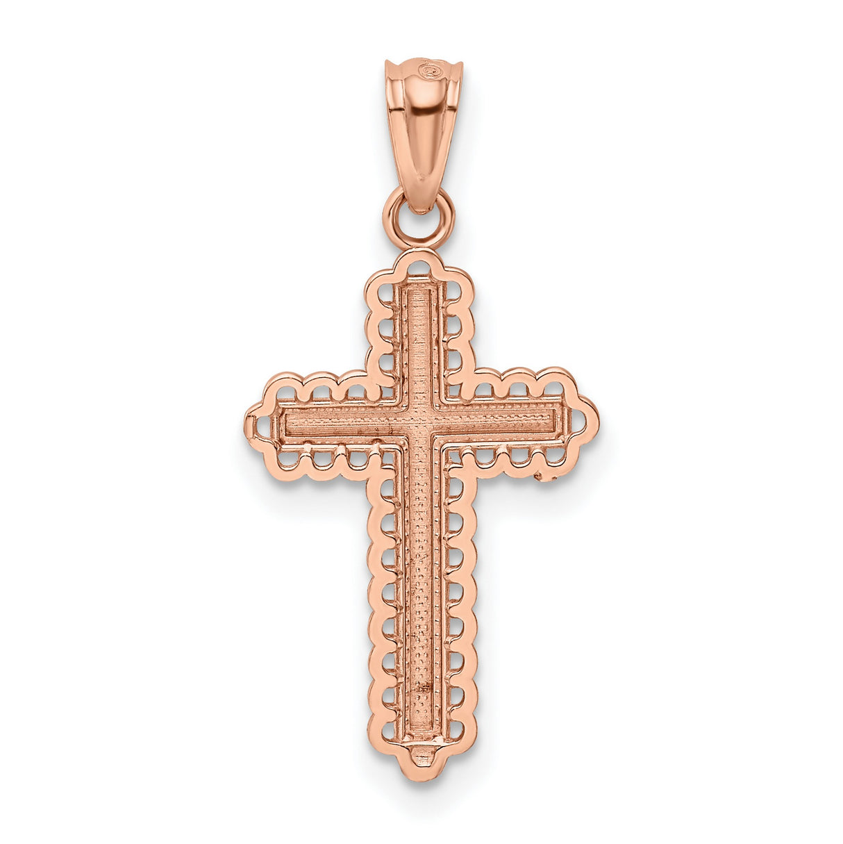 Latin Cross Charm Pendant in Real 14k Rose Gold