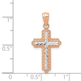 Latin Cross Charm Pendant in Real 14k Rose Gold