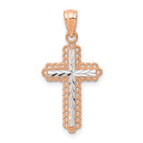 Latin Cross Charm Pendant in Real 14k Rose Gold