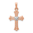 Fleur De Lis Cross 20 x 14 mm Charm Pendant in Real 14k Multi-Tone Gold