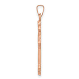 Hollow Fleur De Lis Cross Charm Pendant in Real 14k Rose Gold