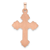 Hollow Fleur De Lis Cross Charm Pendant in Real 14k Rose Gold