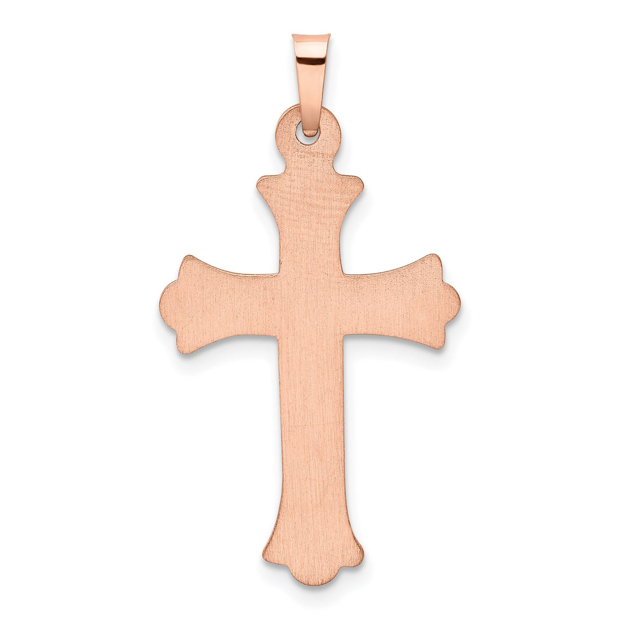 Fleur De Lis Cross 25 x 17 mm Charm Pendant in Real 14k Multi-Tone Gold