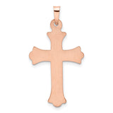 Fleur De Lis Cross 25 x 17 mm Charm Pendant in Real 14k Multi-Tone Gold