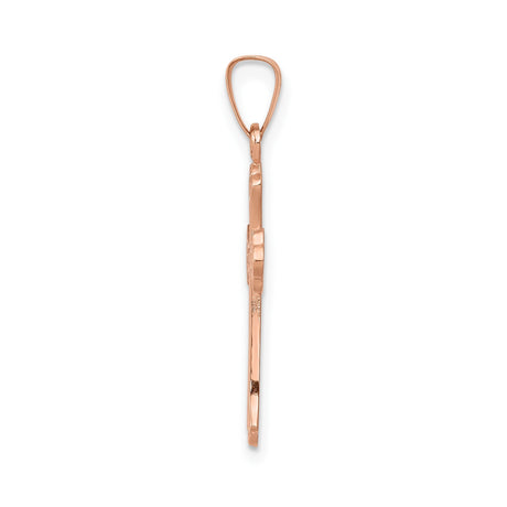 14k Rose Gold Cross Pendant with Ornate Scroll Design for Women