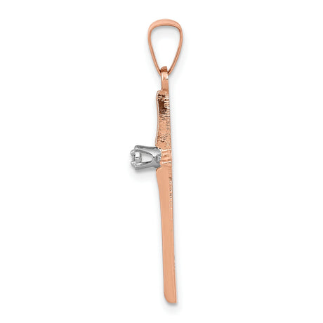 14k Rose Gold Cross Pendant with Diamond Accent, Christian Faith Jewelry for Women