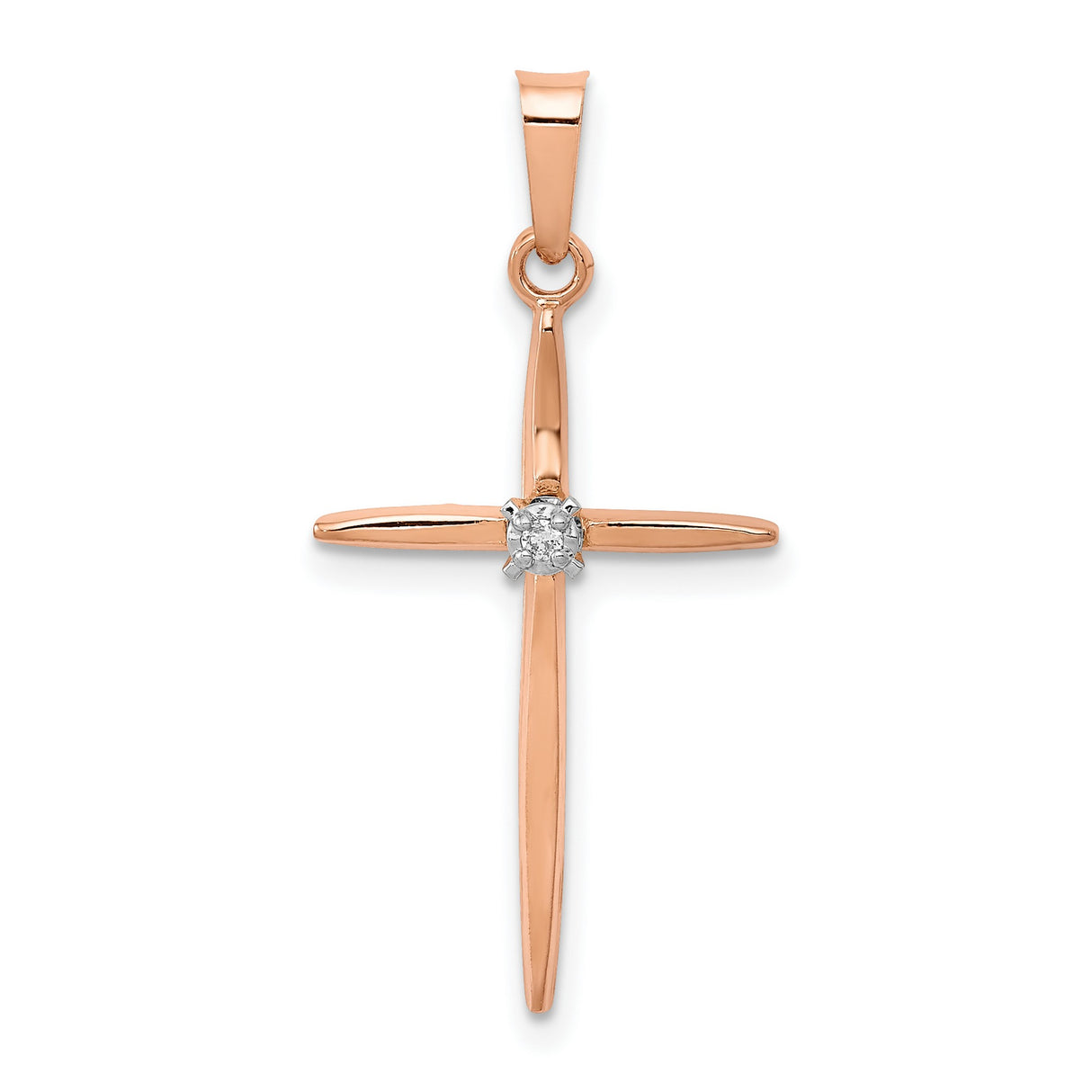 Passion Cross 23 x 18 mm Charm Pendant in Real 14k Rose Gold