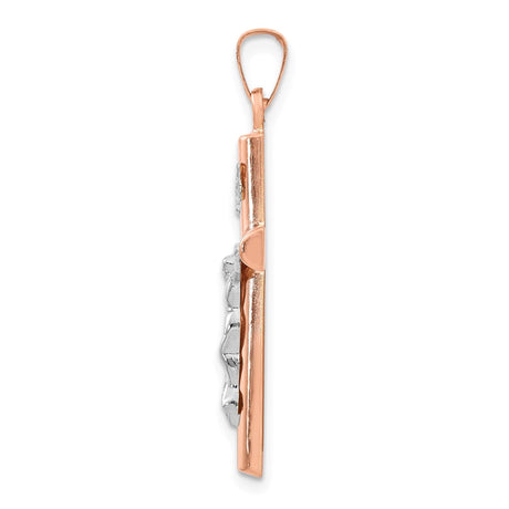 14k Multi-Tone Gold Crucifix Pendant with INRI Banner and Jesus Figure Religious Charm