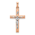 Hollow Latin Crucifix Charm Pendant in Real 14k Multi-Tone Gold