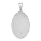 14k White Gold Sacred Heart Jesus Oval Medal Pendant with Mercy Inscription