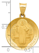 Saint Benedict May We Be Strengthened In Our Hour Of Death Words Charm Pendant in Real 14k Yellow Gold