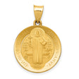 Saint Benedict May We Be Strengthened In Our Hour Of Death Words Charm Pendant in Real 14k Yellow Gold