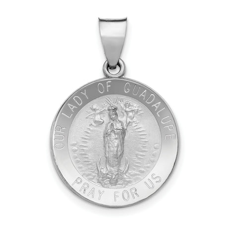 14k White Gold Our Lady of Guadalupe Virgin Mary Pendant Religious Medal for Women