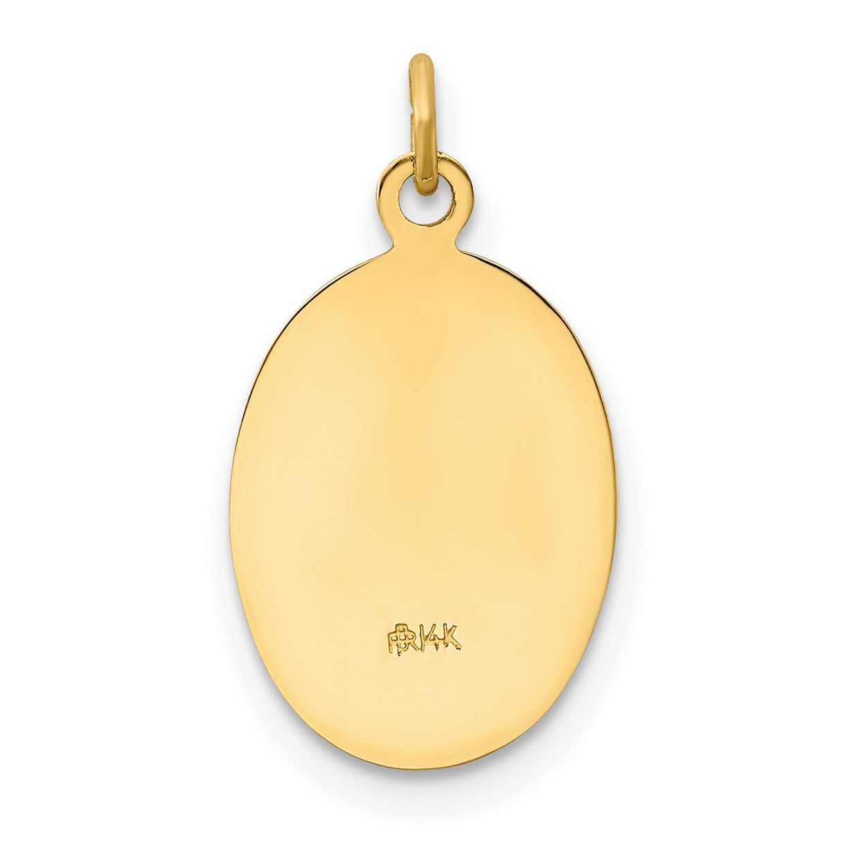 Solid Pray For Us Our Lady of Guadalupe Words Oval Charm Pendant in Real 14k Yellow Gold