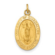 Solid Pray For Us Our Lady of Guadalupe Words Oval Charm Pendant in Real 14k Yellow Gold