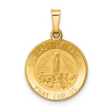 Our Lady of Fatima Pray For Us Words Round Medal Charm Pendant in Real 14k Yellow Gold