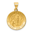 Our Lady of Lourdes Pray For Us Words Round Medal Charm Pendant in Real 14k Yellow Gold