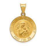 Our Lady of Perpetual Help Pray For Us Words Round Charm Pendant in Real 14k Yellow Gold