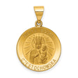 Hollow Matka Boska Czestochowska Words Round Medal Charm Pendant in Real 14k Yellow Gold