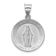 14k White Gold Miraculous Medal Pendant Featuring Virgin Mary and Prayer