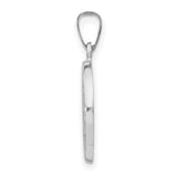 14k White Gold Miraculous Medal Pendant Featuring Virgin Mary and Radiant Beams