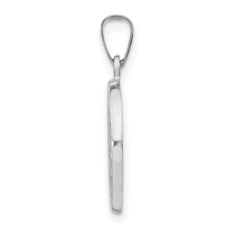 14k White Gold Miraculous Medal Pendant Featuring Virgin Mary and Radiant Beams