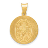 Hollow Miraculous Medal Of The Our Lady Of Graces With Words Charm Pendant in Real 14k Yellow Gold