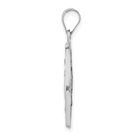 14k White Gold Miraculous Medal Pendant with Virgin Mary and Engraving