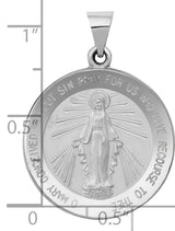 14k White Gold Miraculous Medal Pendant with Virgin Mary and Engraving