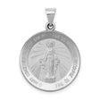 14k White Gold Miraculous Medal Pendant with Virgin Mary and Engraving