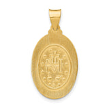 Miraculous Medal Our Lady of Graces with Words Oval Charm Pendant in Real 14k Yellow Gold