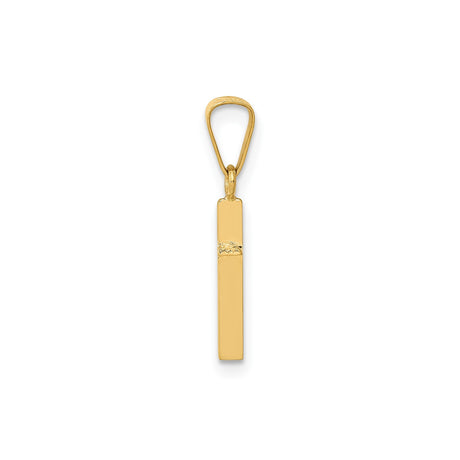 14k Yellow Gold Cross Pendant, Minimalist Latin Christian Design, Unisex Religious Charm